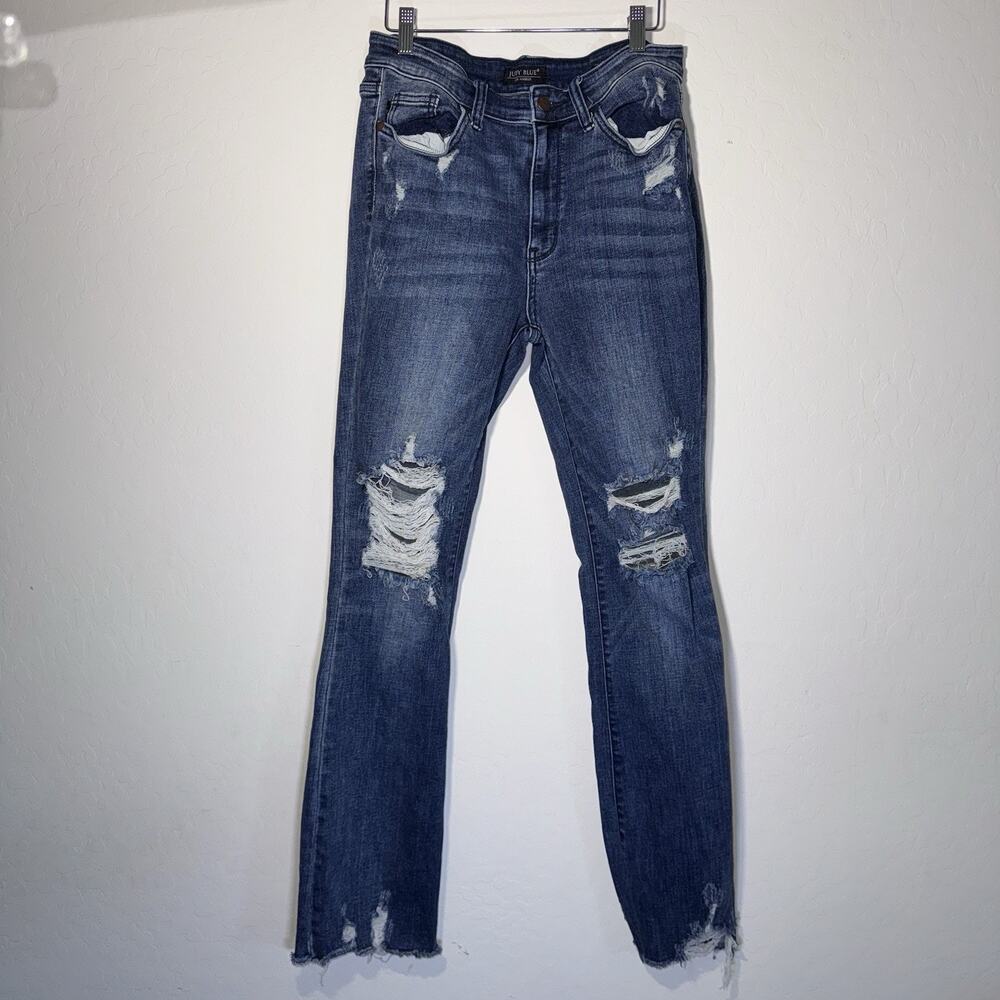 Judy Blue Women’s Jeans Boutique 11/30 Slim Bootcut Distressed Raw Hem Stretch